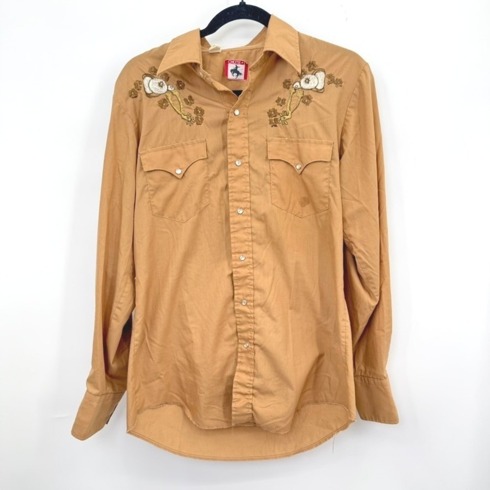 Vintage Chute 1 Western Shirt Men L Cotton Pearl Snap Cowboy Rodeo Boho Retro